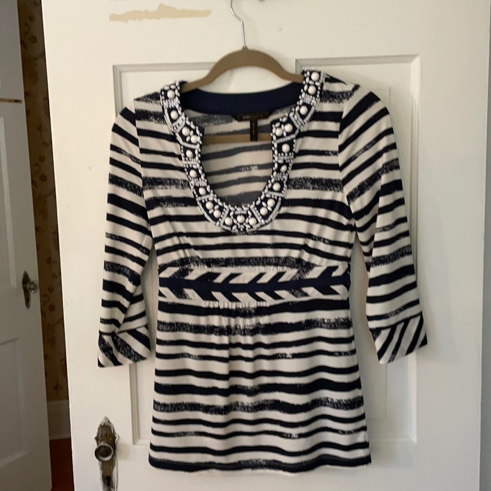 BCBG beaded tunic blouse